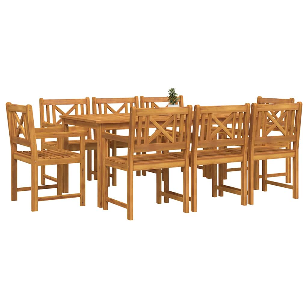 vidaXL Zestaw do jadalni w ogrodzie 9 pcs Brązowy Lite Drewno Akacji