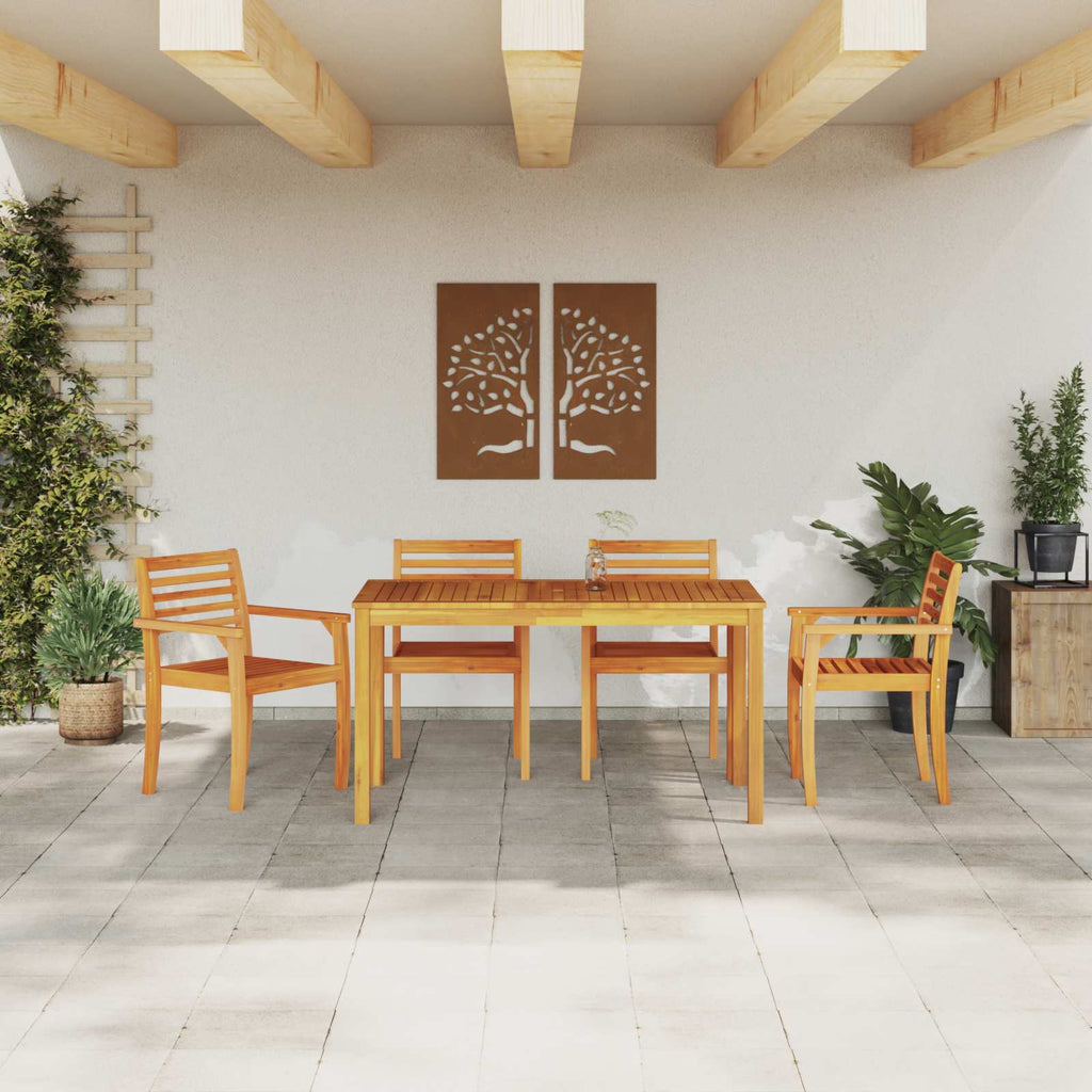 vidaXL Zestaw do jadalni w ogrodzie 5 pcs Brązowy Lite Drewno Akacji