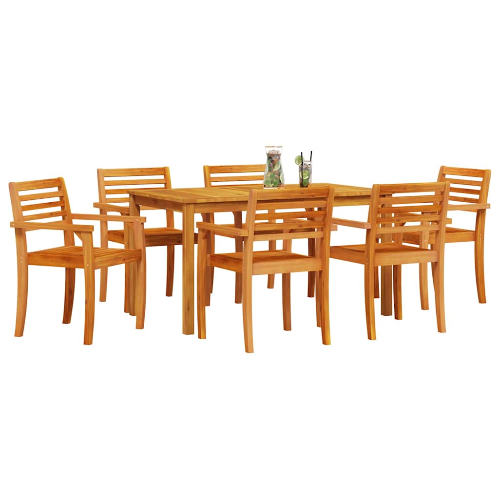 vidaXL Zestaw do jadalni w ogrodzie 7 pcs Brązowy Lite Drewno Akacji