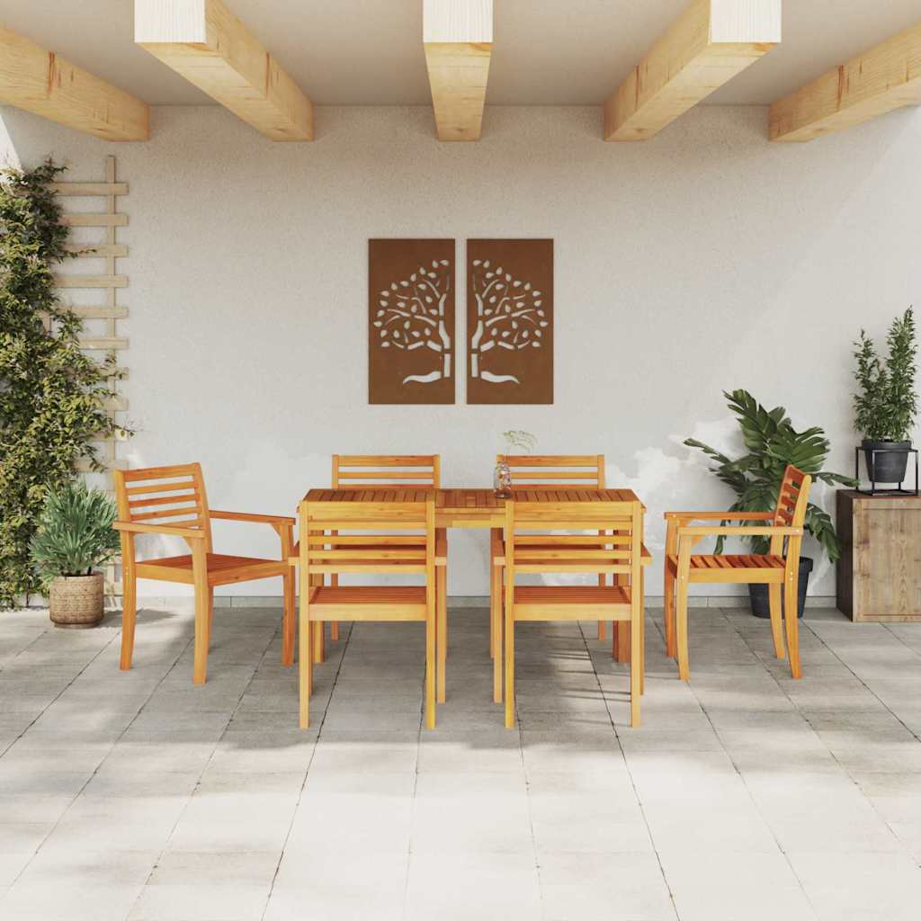 vidaXL Zestaw do jadalni w ogrodzie 7 pcs Brązowy Lite Drewno Akacji