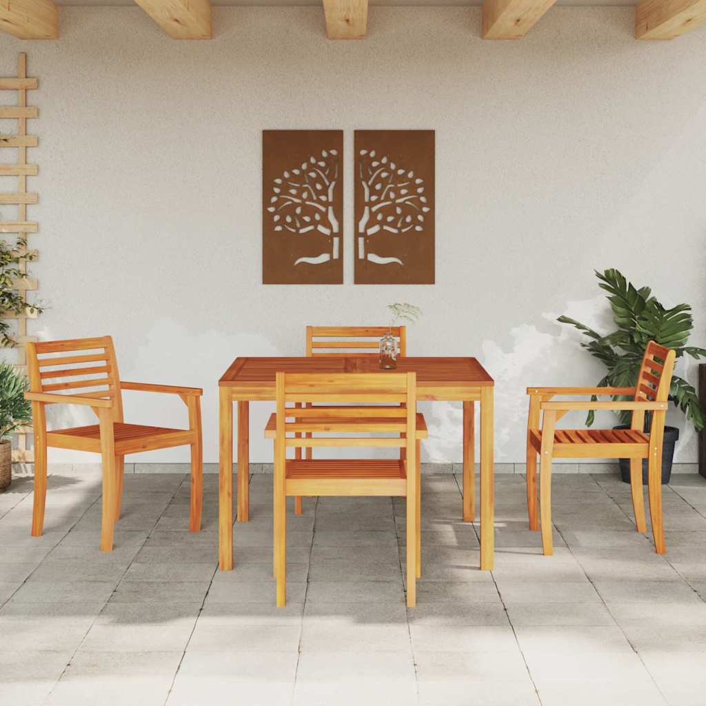 vidaXL Zestaw do jadalni w ogrodzie 5 pcs Brązowy Lite Drewno Akacji