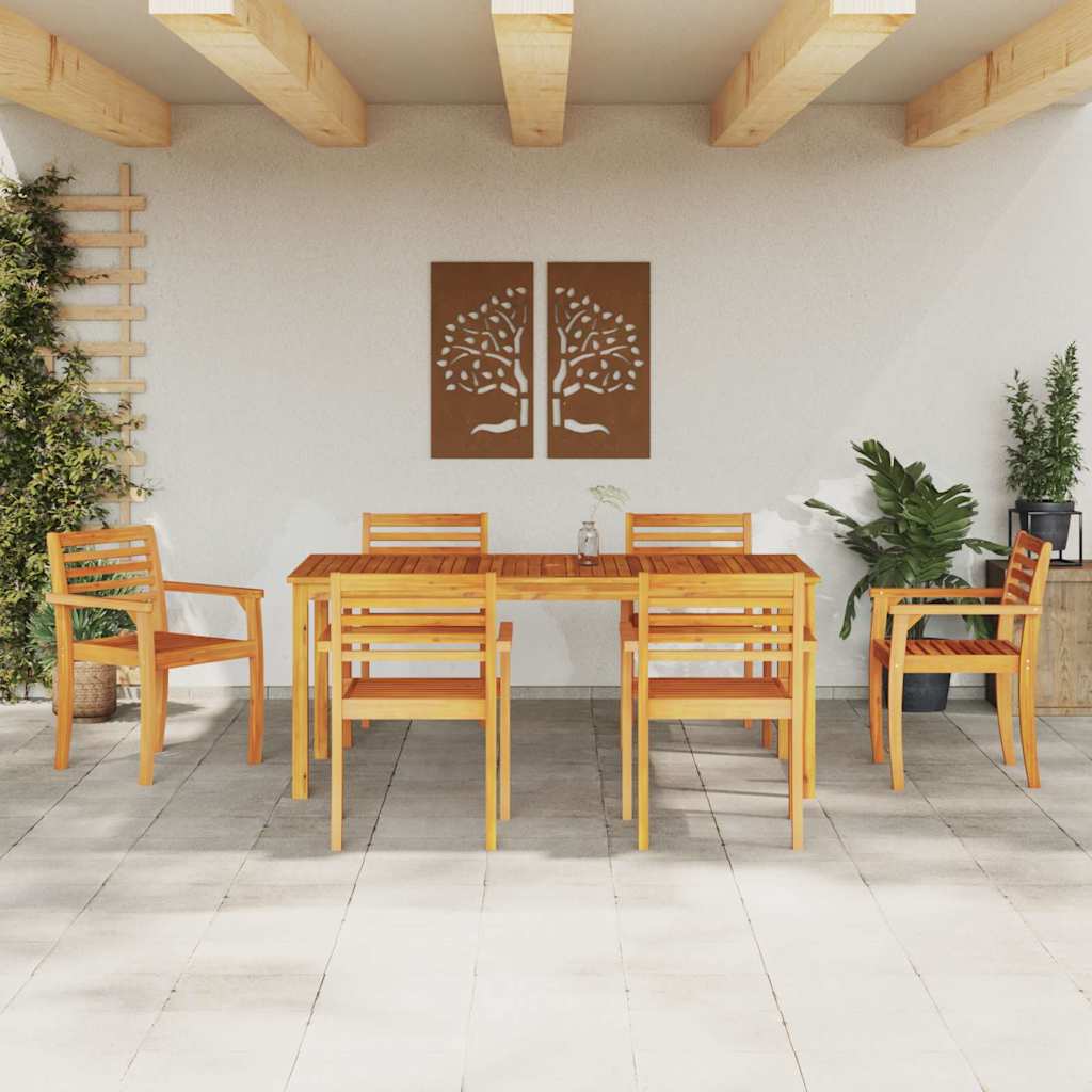 vidaXL Zestaw do jadalni w ogrodzie 7 pcs Brązowy Lite Drewno Akacji