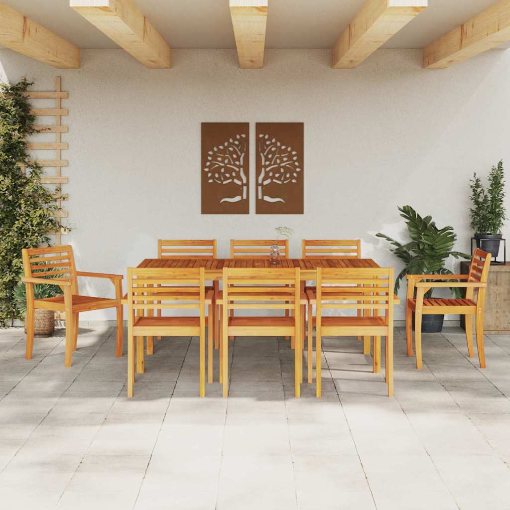 vidaXL Zestaw do jadalni w ogrodzie 9 pcs Brązowy Lite Drewno Akacji