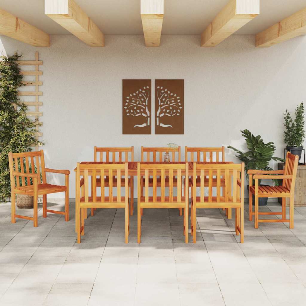 vidaXL Zestaw do jadalni w ogrodzie 9 pcs Brązowy Lite Drewno Akacji