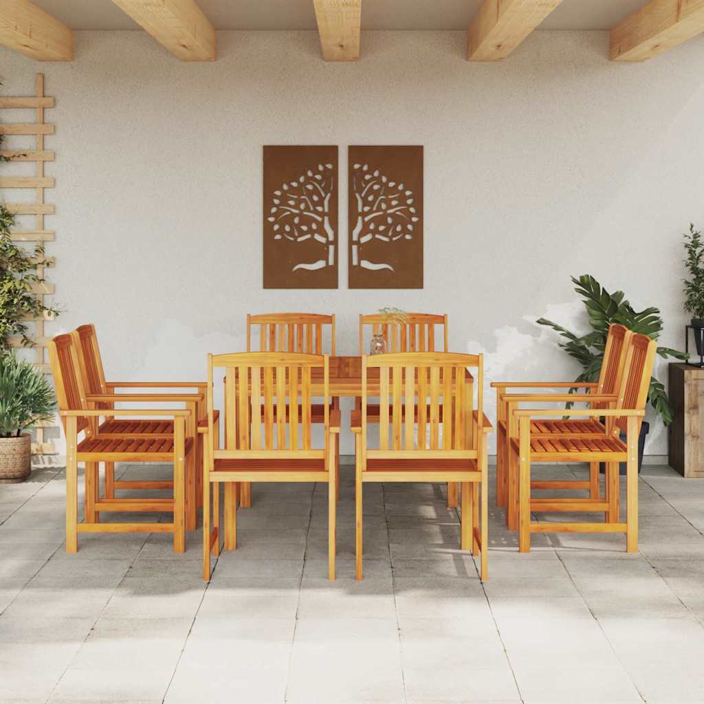 vidaXL Zestaw do jadalni w ogrodzie 9 pcs Brązowy Lite Drewno Akacji
