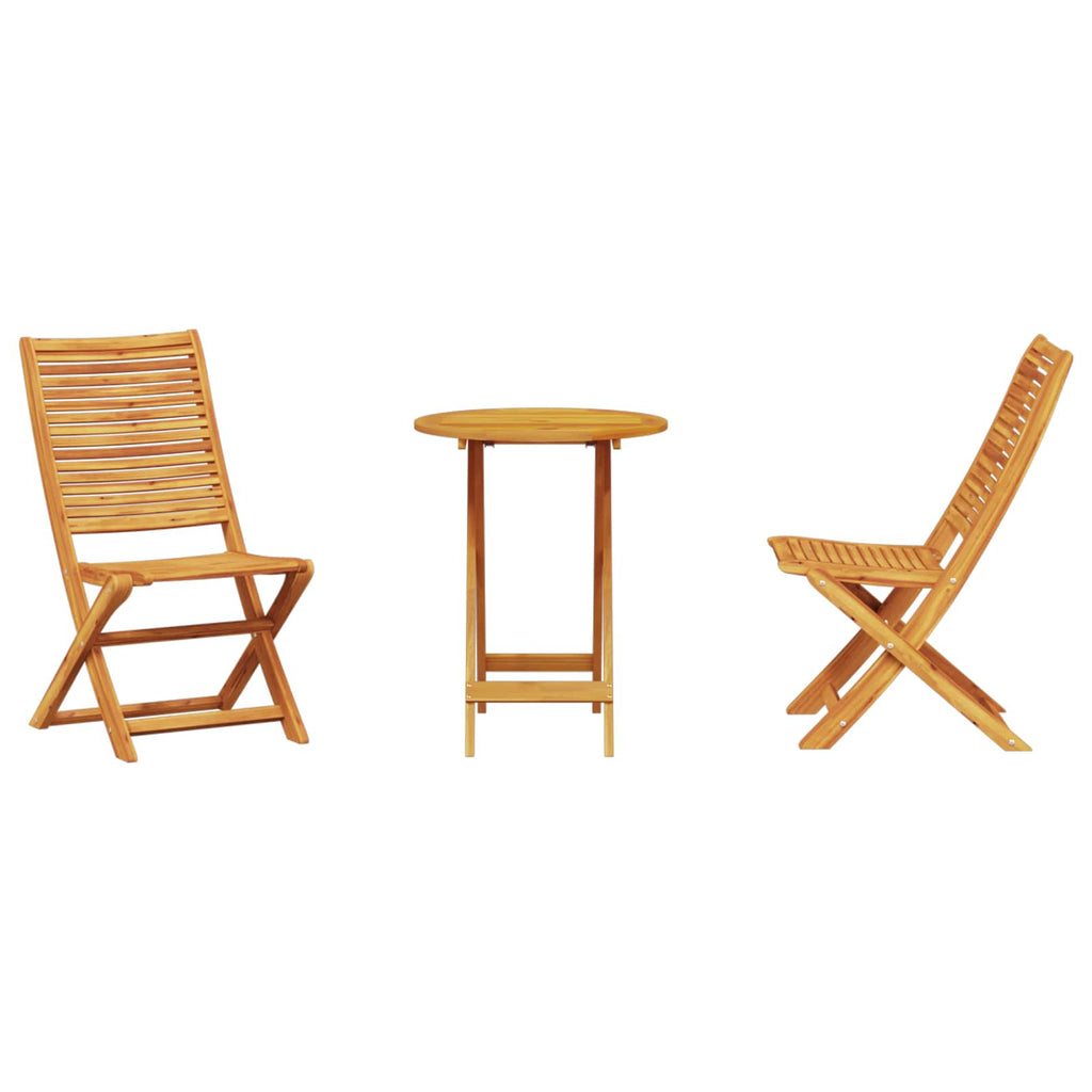 vidaXL Składany zestaw bistro 3 pcs Brązowy Lite Drewno Akacji