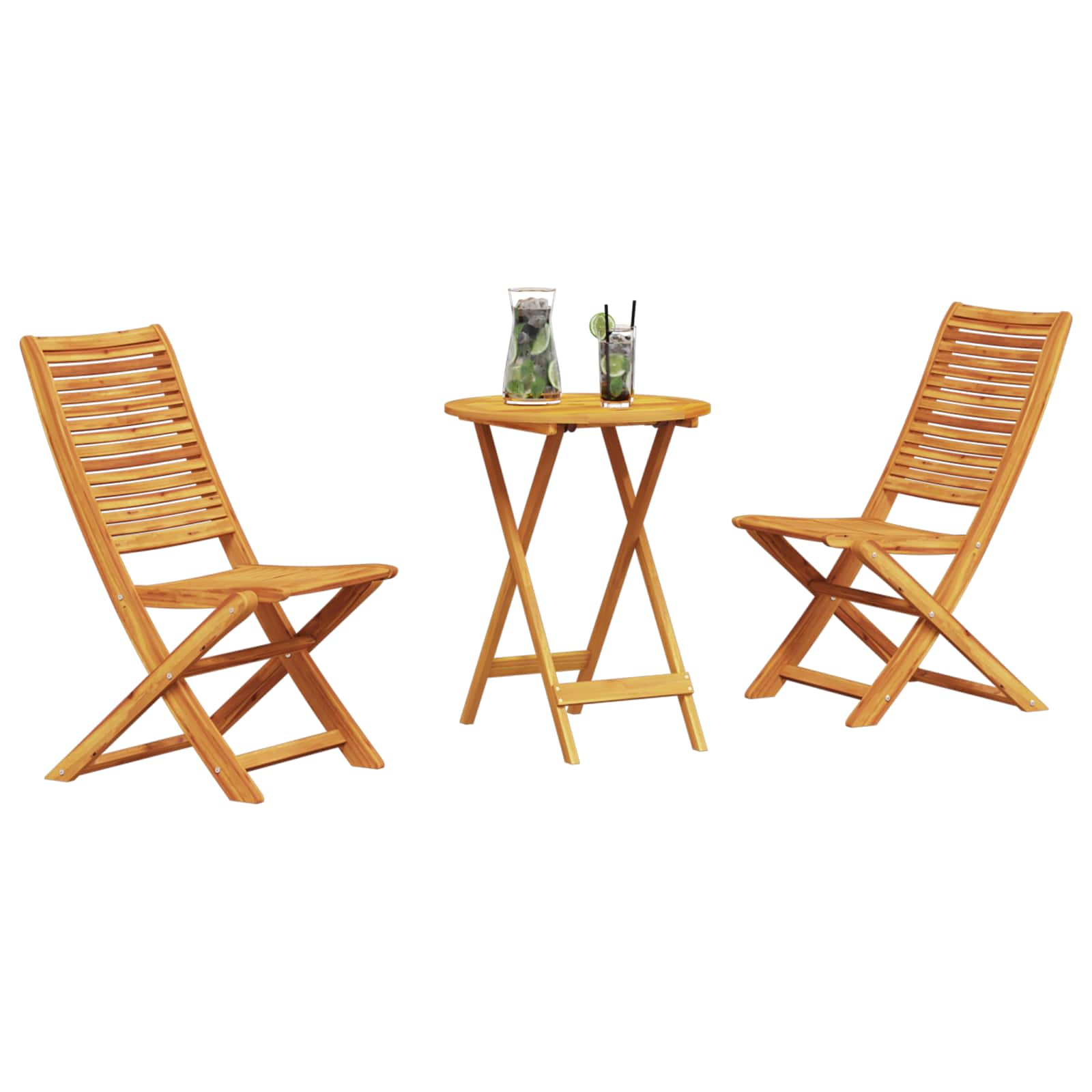 vidaXL Składany zestaw bistro 3 pcs Brązowy Lite Drewno Akacji
