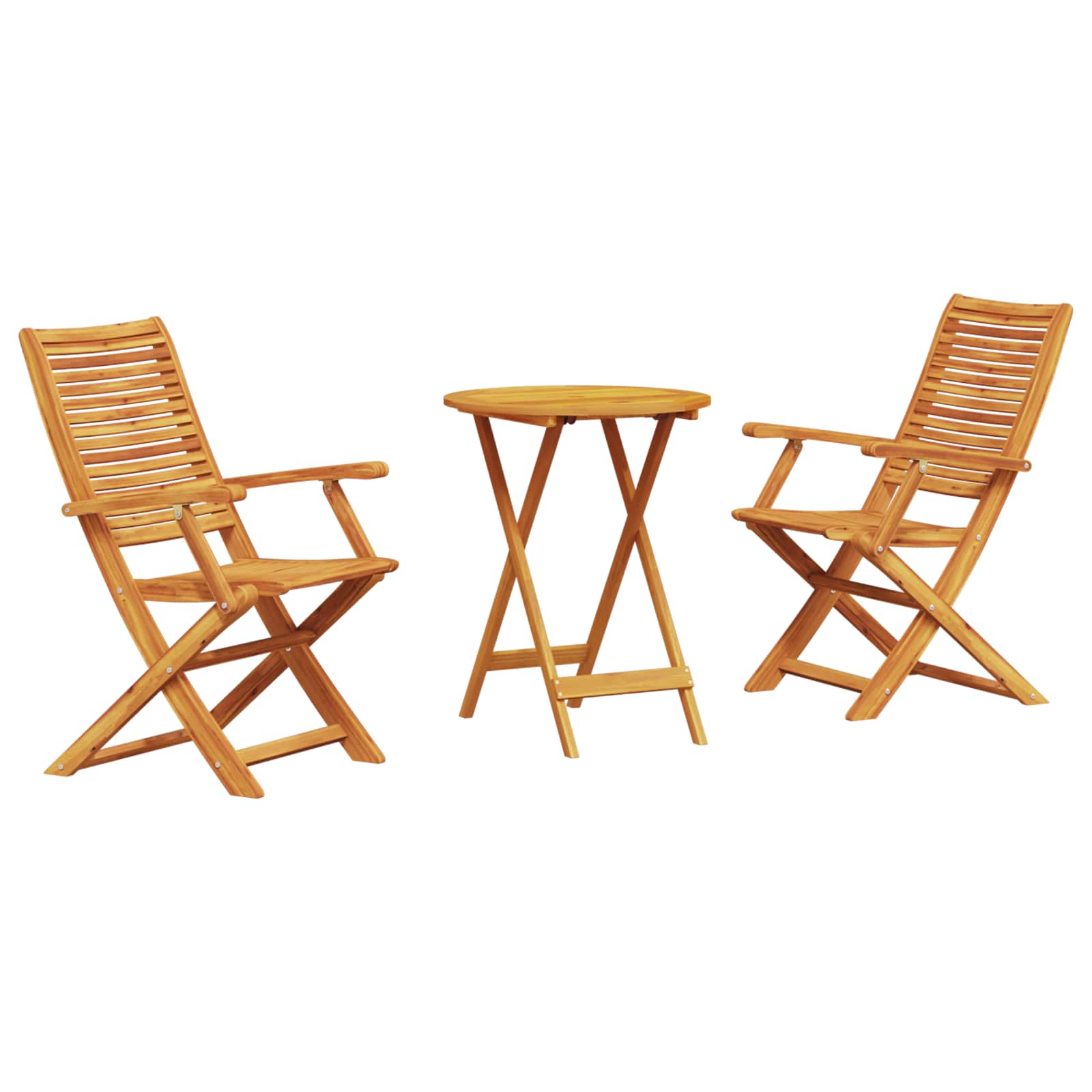 vidaXL Składany zestaw bistro 3 pcs Brązowy Lite Drewno Akacji