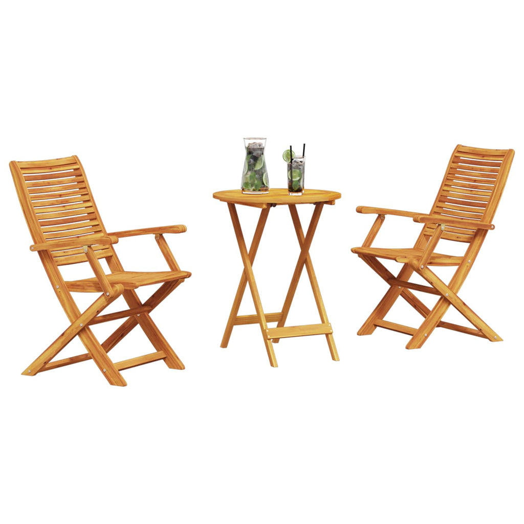 vidaXL Składany zestaw bistro 3 pcs Brązowy Lite Drewno Akacji