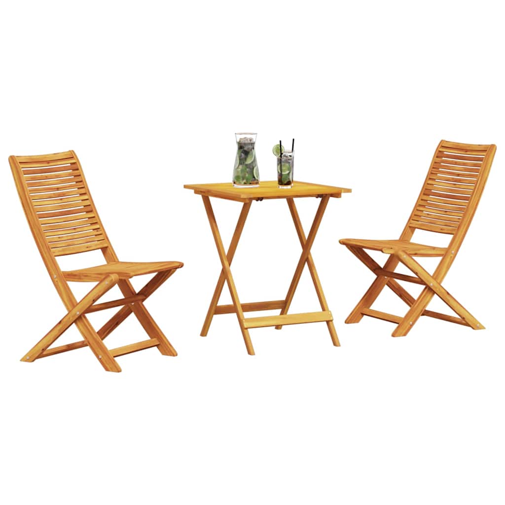 vidaXL Składany zestaw bistro 3 pcs Brązowy Lite Drewno Akacji