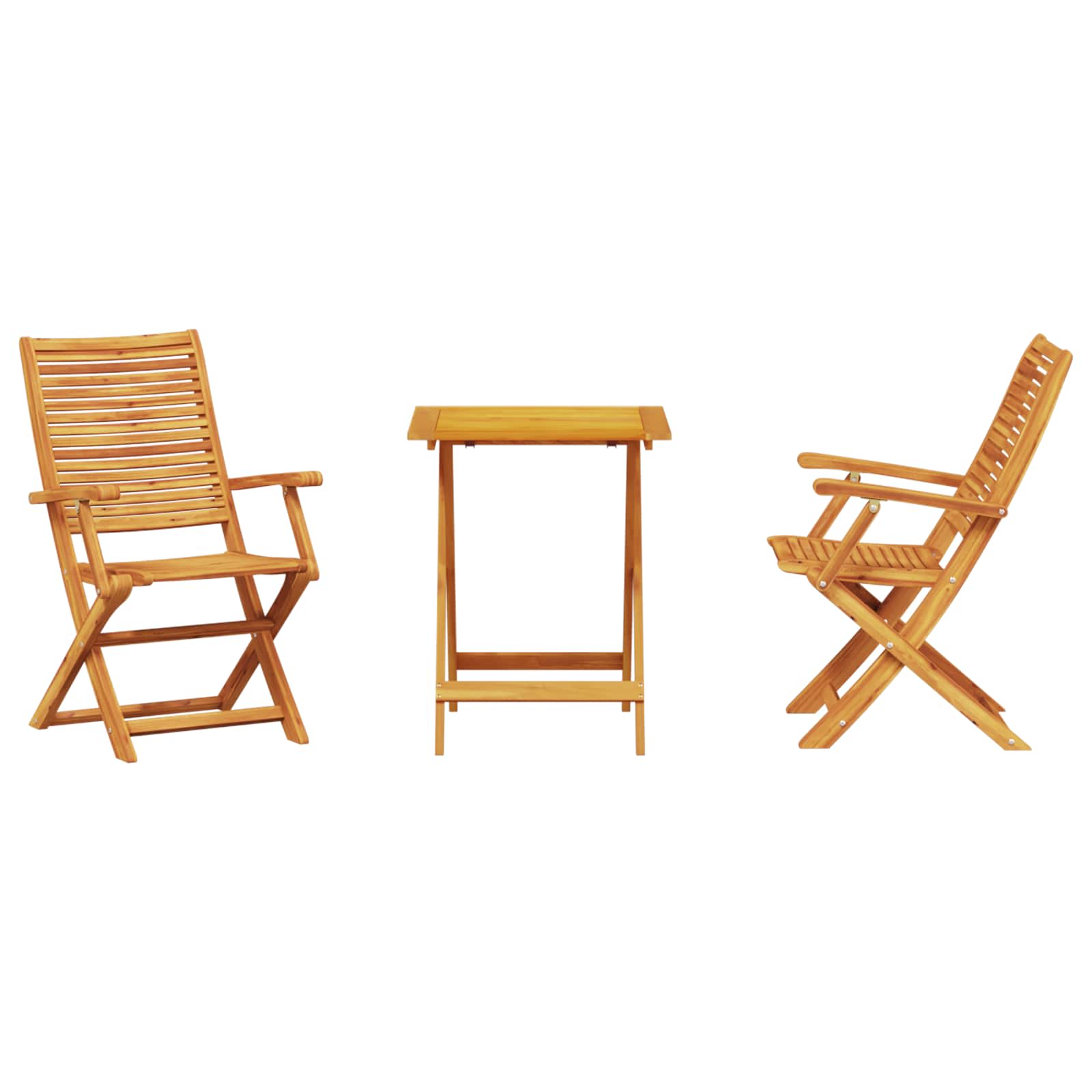 vidaXL Składany zestaw bistro 3 pcs Brązowy Lite Drewno Akacji