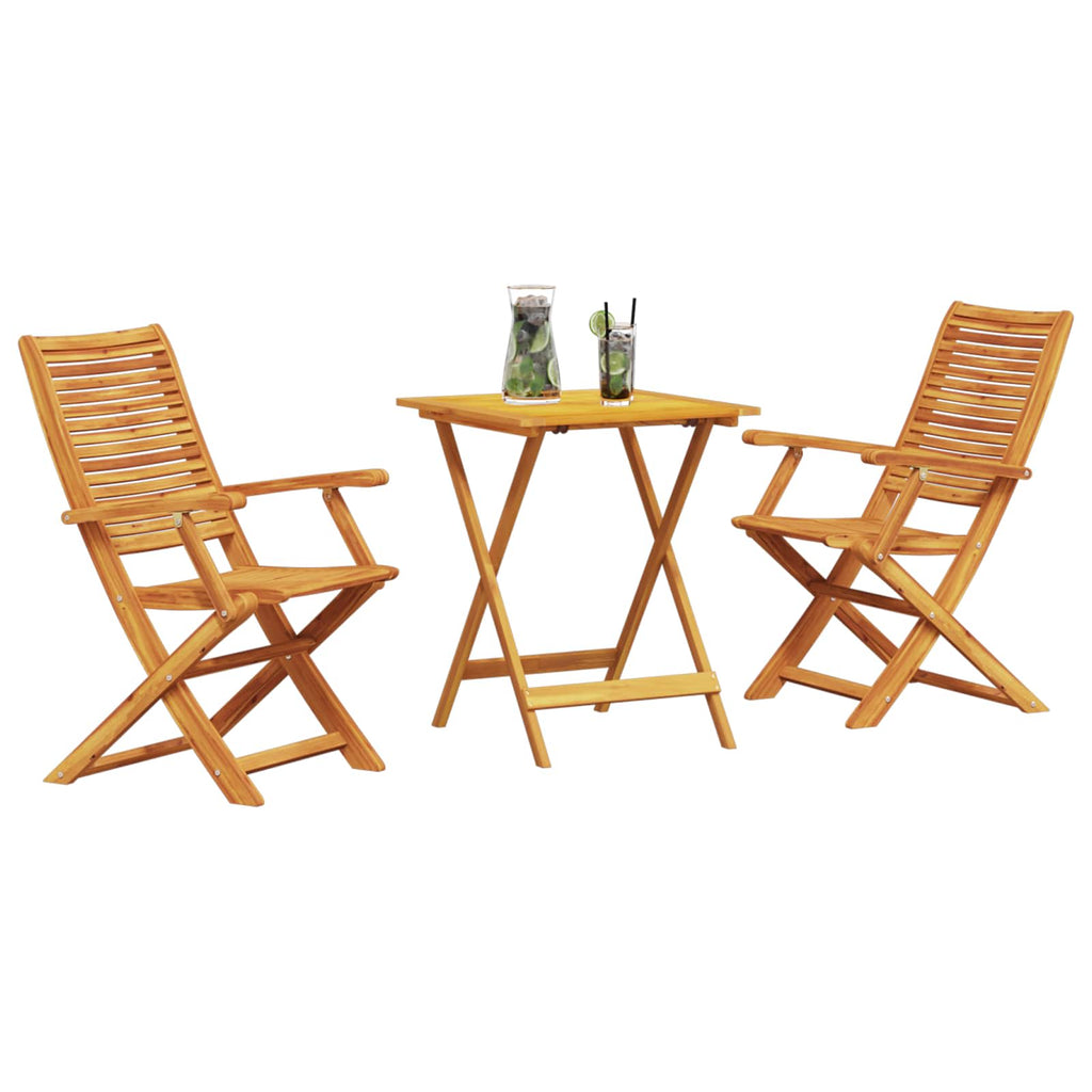 vidaXL Składany zestaw bistro 3 pcs Brązowy Lite Drewno Akacji