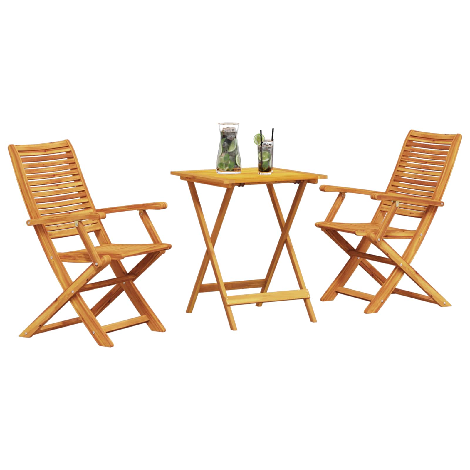 vidaXL Składany zestaw bistro 3 pcs Brązowy Lite Drewno Akacji
