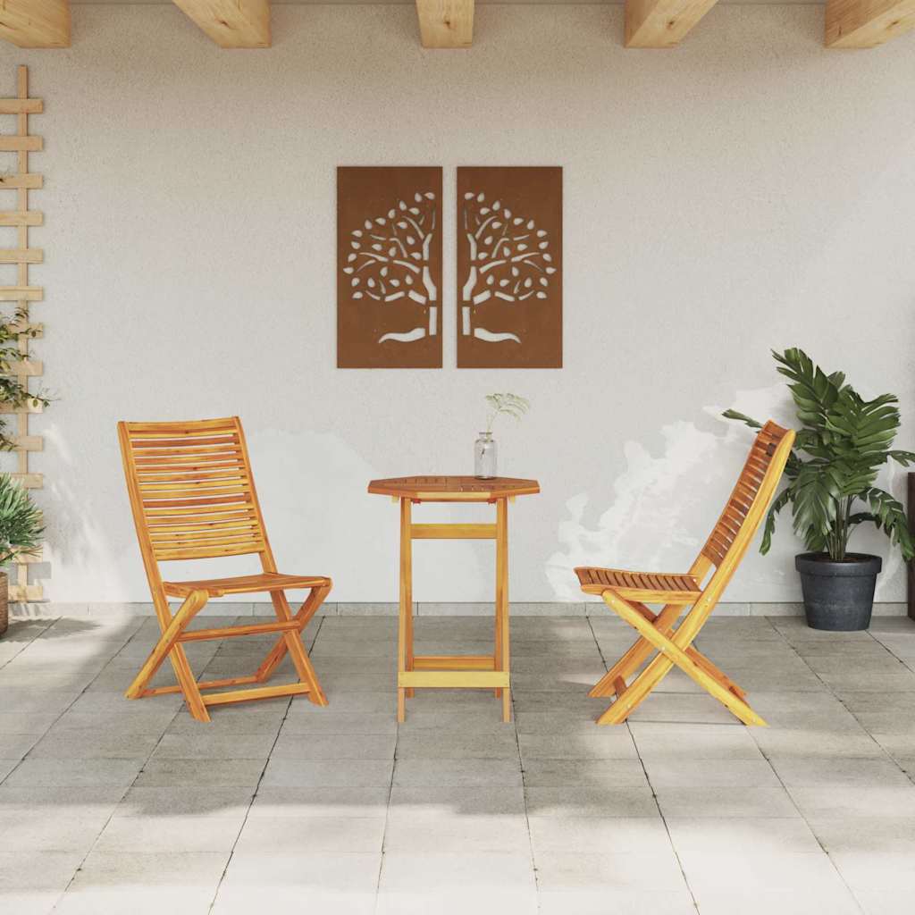 vidaXL Składany zestaw bistro 3 pcs Brązowy Lite Drewno Akacji