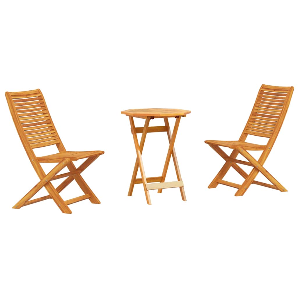 vidaXL Składany zestaw bistro 3 pcs Brązowy Lite Drewno Akacji