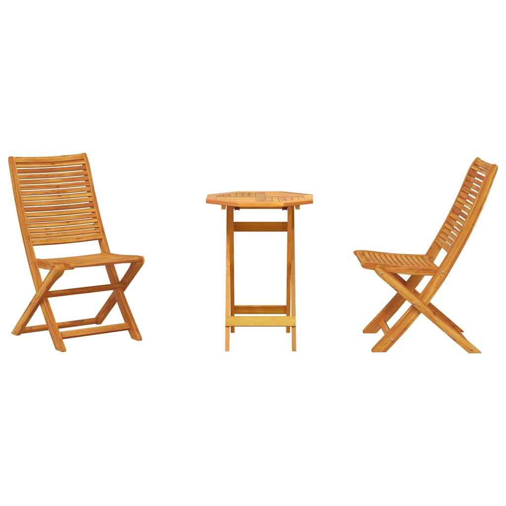 vidaXL Składany zestaw bistro 3 pcs Brązowy Lite Drewno Akacji