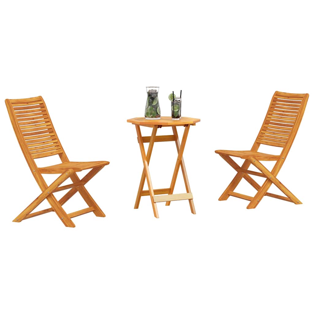 vidaXL Składany zestaw bistro 3 pcs Brązowy Lite Drewno Akacji