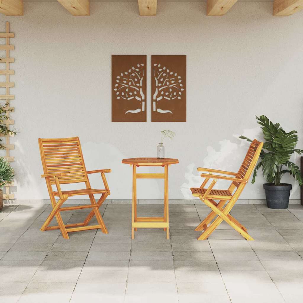 vidaXL Składany zestaw bistro 3 pcs Brązowy Lite Drewno Akacji