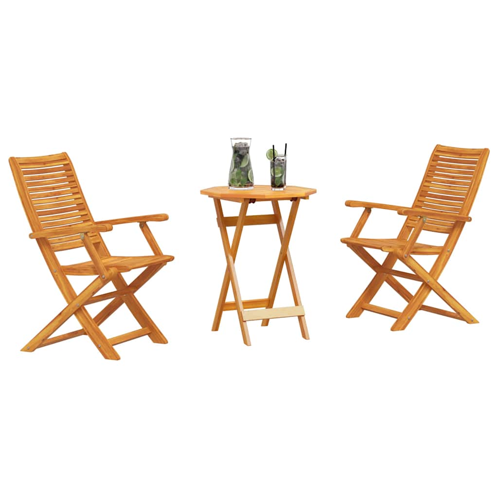 vidaXL Składany zestaw bistro 3 pcs Brązowy Lite Drewno Akacji
