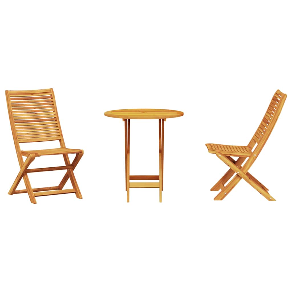 vidaXL Składany zestaw bistro 3 pcs Brązowy Lite Drewno Akacji