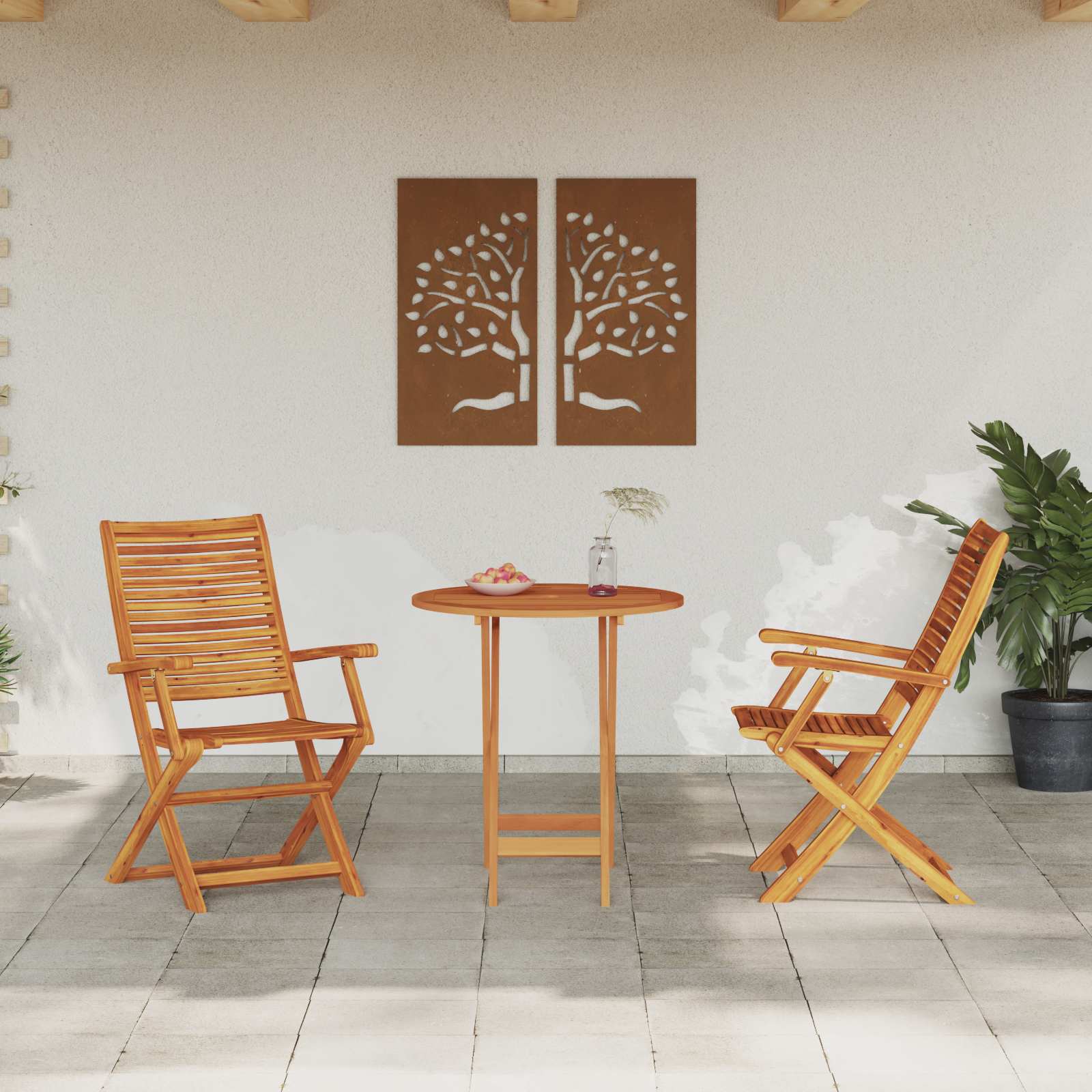 vidaXL Składany zestaw bistro 3 pcs Brązowy Lite Drewno Akacji