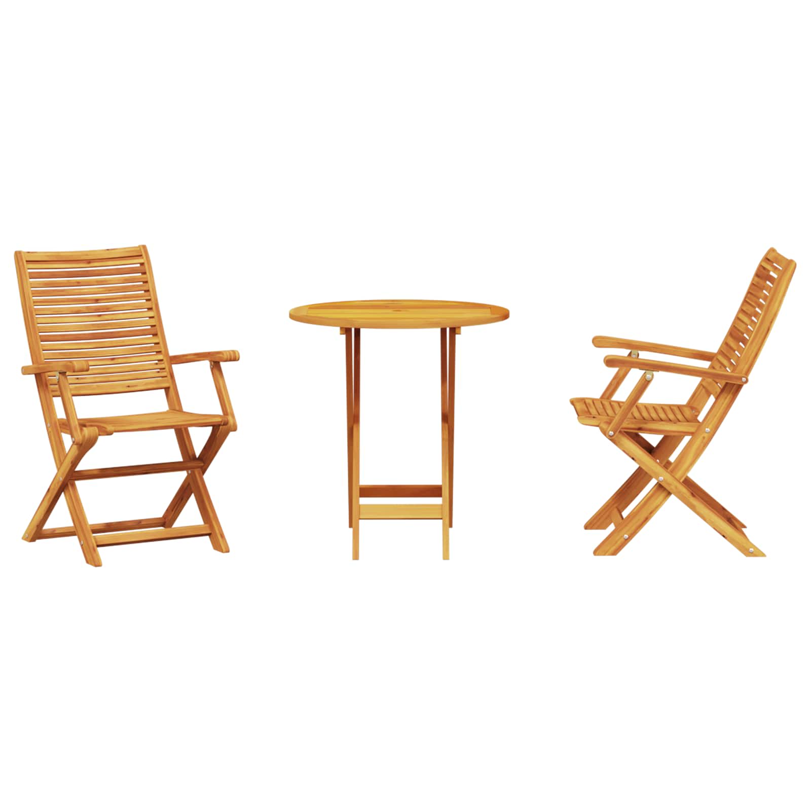 vidaXL Składany zestaw bistro 3 pcs Brązowy Lite Drewno Akacji
