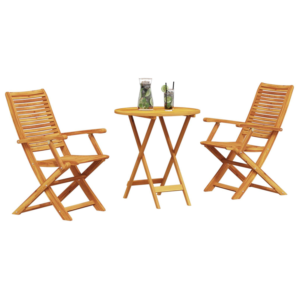 vidaXL Składany zestaw bistro 3 pcs Brązowy Lite Drewno Akacji