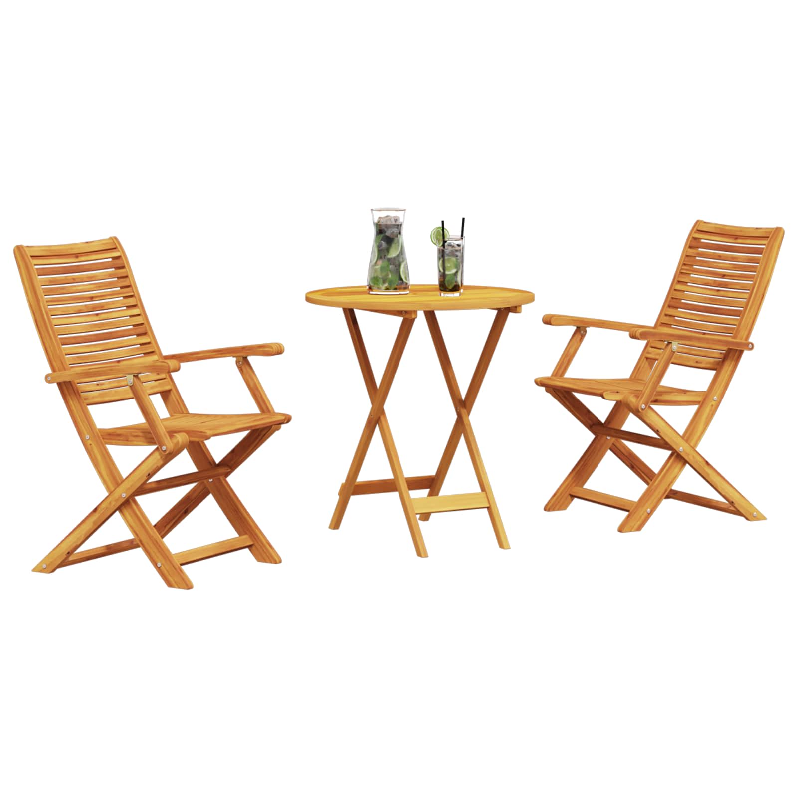 vidaXL Składany zestaw bistro 3 pcs Brązowy Lite Drewno Akacji