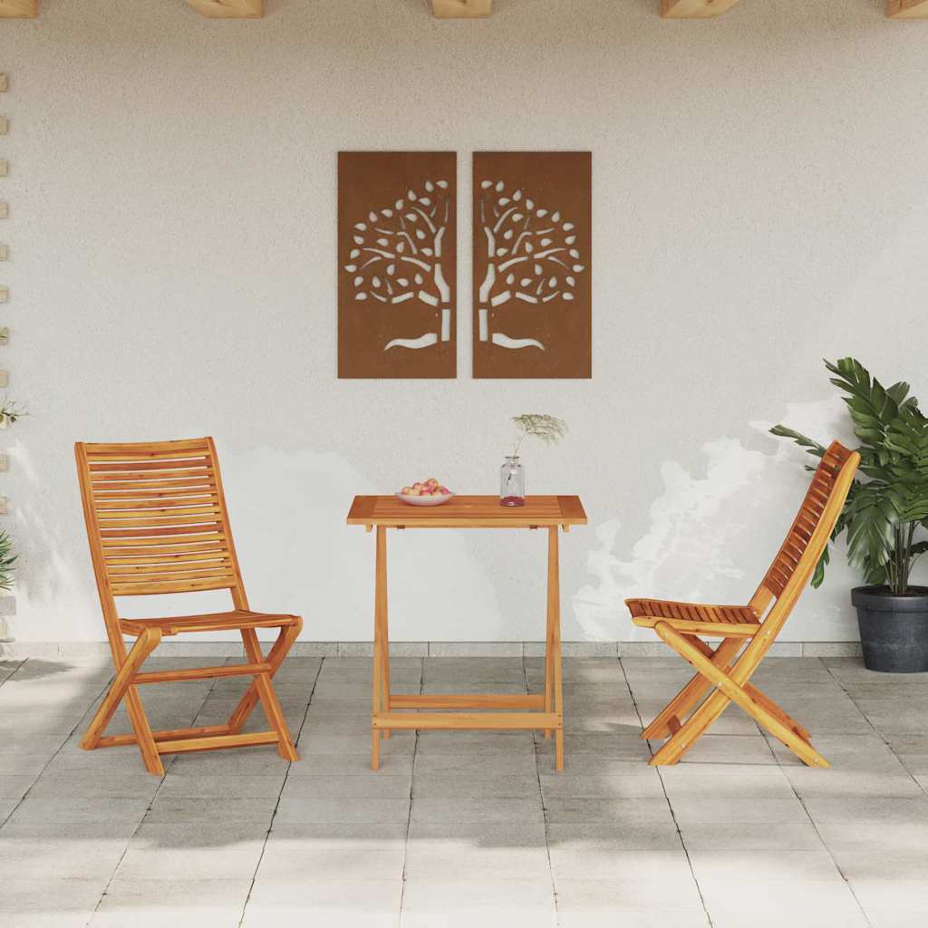 vidaXL Składany zestaw bistro 3 pcs Brązowy Lite Drewno Akacji