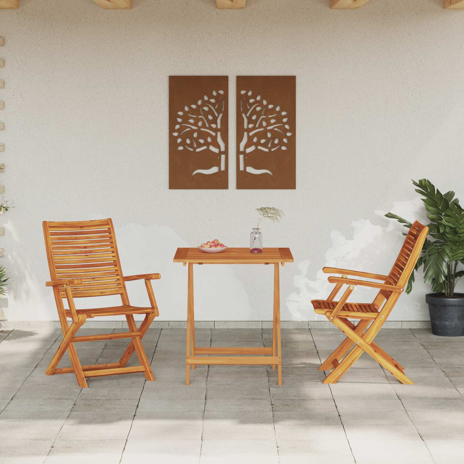 vidaXL Składany zestaw bistro 3 pcs Brązowy Lite Drewno Akacji