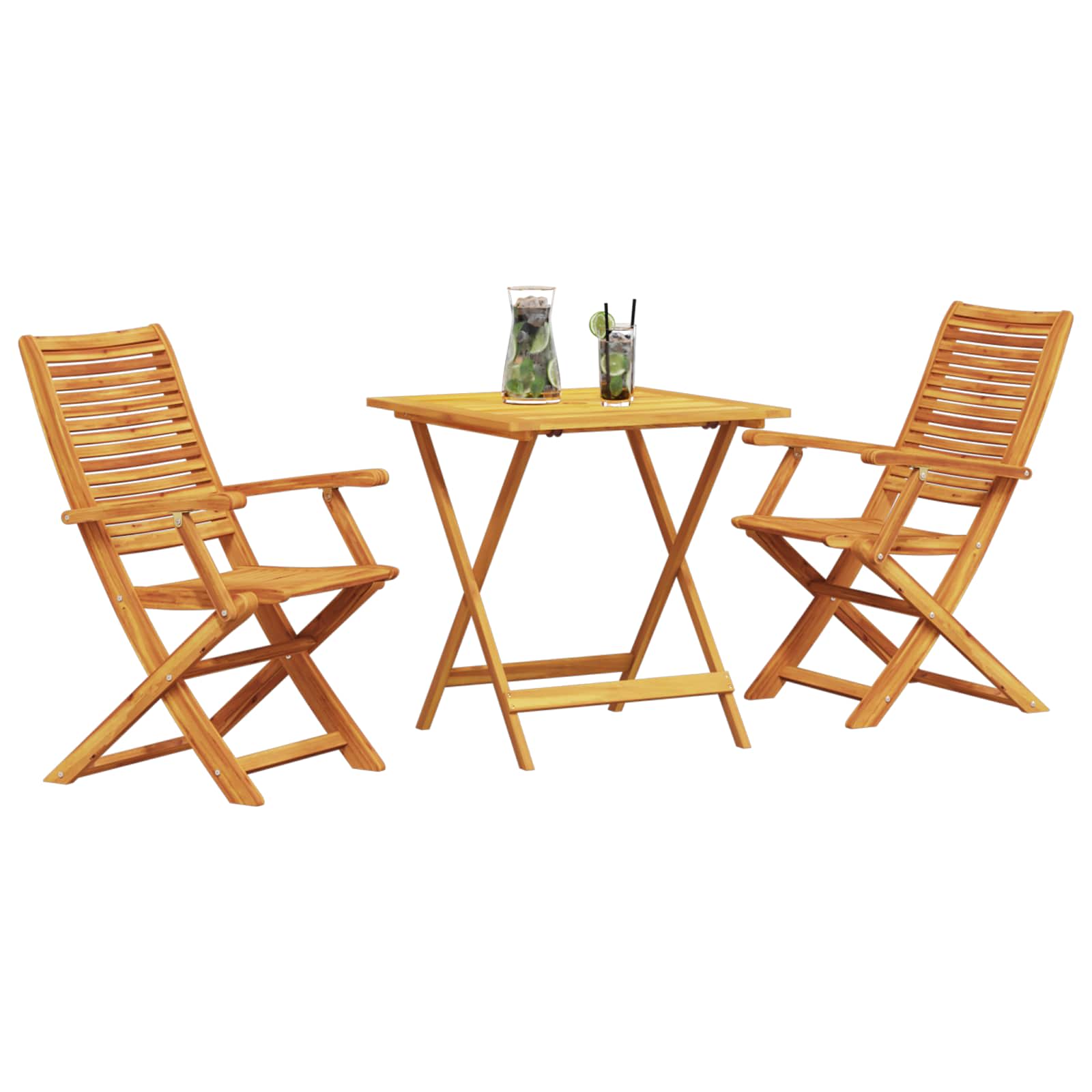 vidaXL Składany zestaw bistro 3 pcs Brązowy Lite Drewno Akacji
