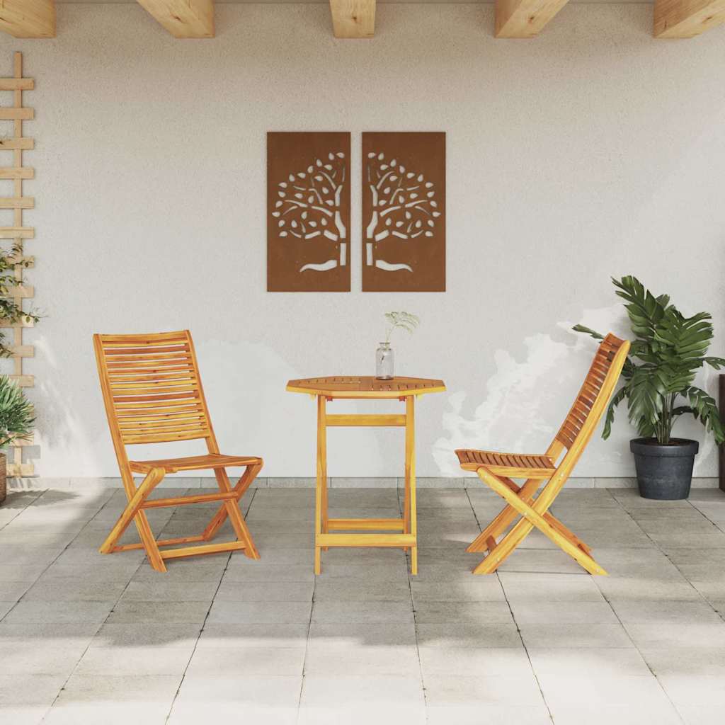 vidaXL Składany zestaw bistro 3 pcs Brązowy Lite Drewno Akacji