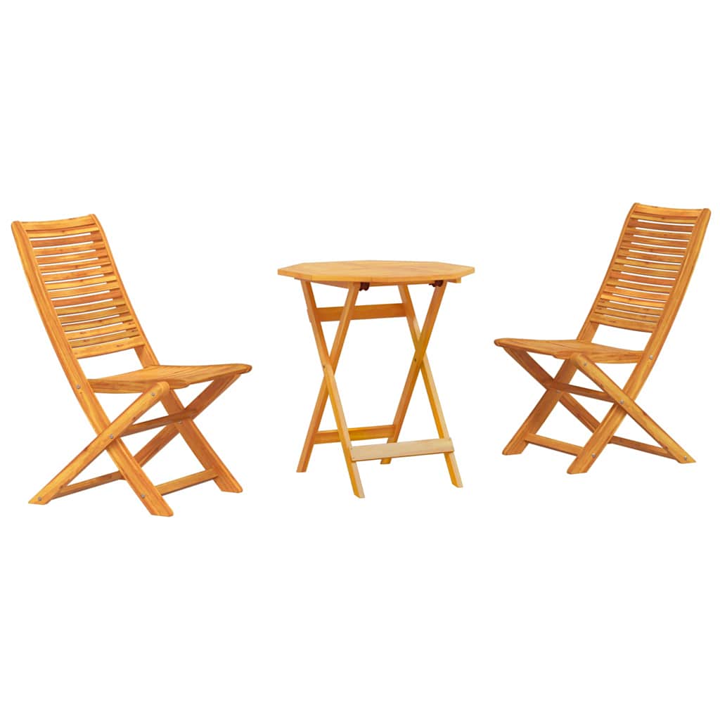 vidaXL Składany zestaw bistro 3 pcs Brązowy Lite Drewno Akacji