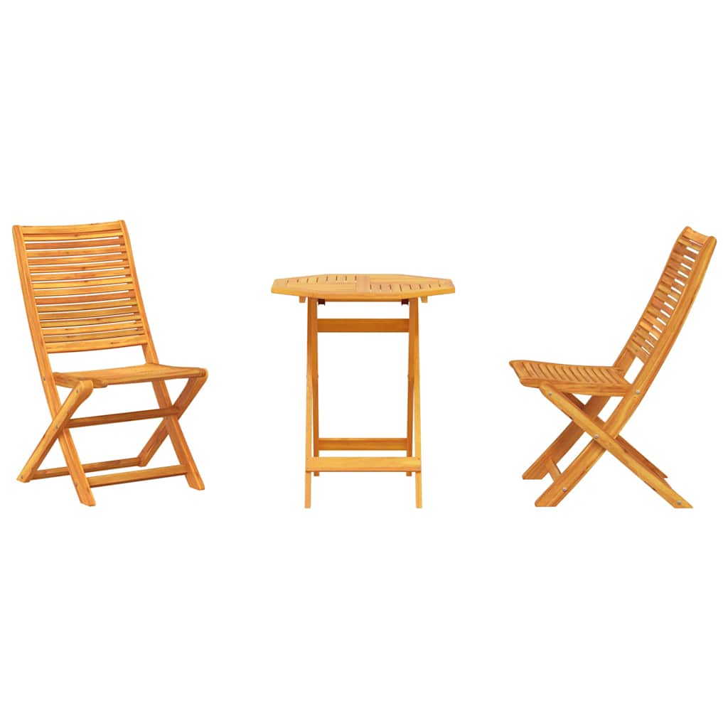vidaXL Składany zestaw bistro 3 pcs Brązowy Lite Drewno Akacji