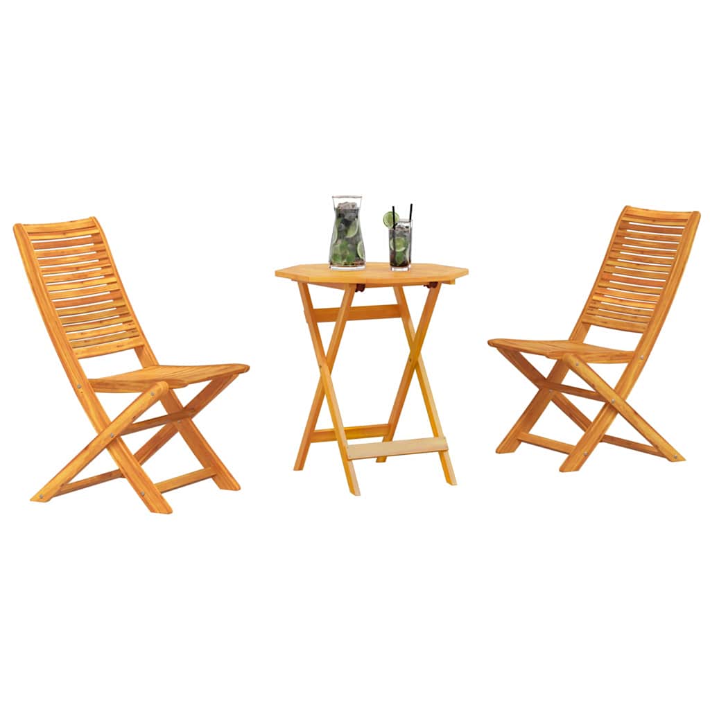 vidaXL Składany zestaw bistro 3 pcs Brązowy Lite Drewno Akacji