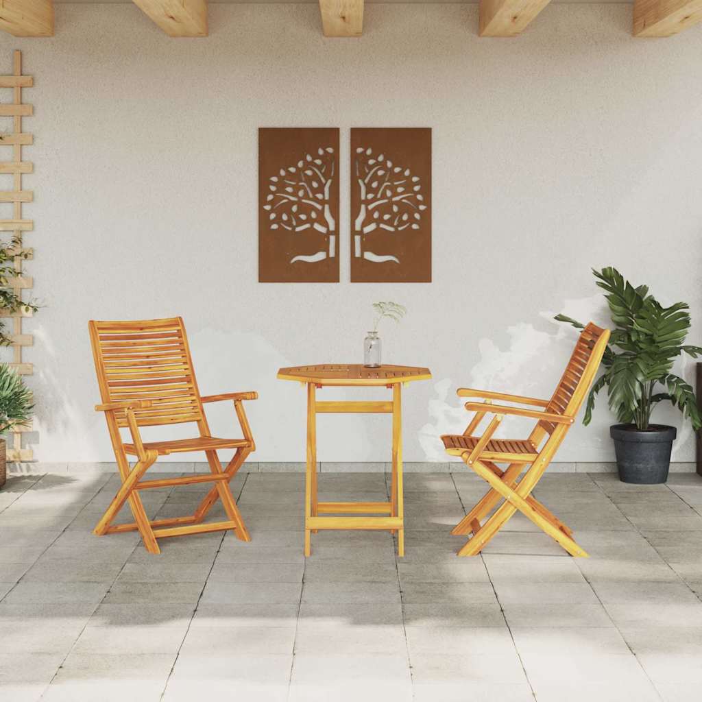vidaXL Składany zestaw bistro 3 pcs Brązowy Lite Drewno Akacji