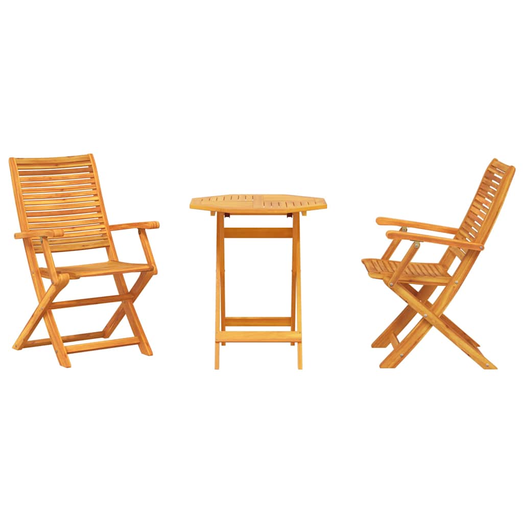 vidaXL Składany zestaw bistro 3 pcs Brązowy Lite Drewno Akacji