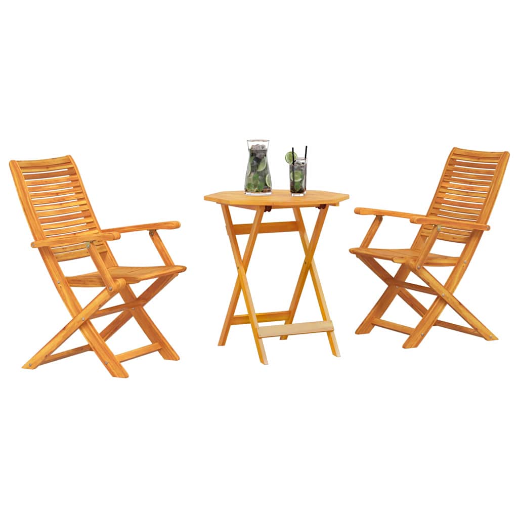 vidaXL Składany zestaw bistro 3 pcs Brązowy Lite Drewno Akacji