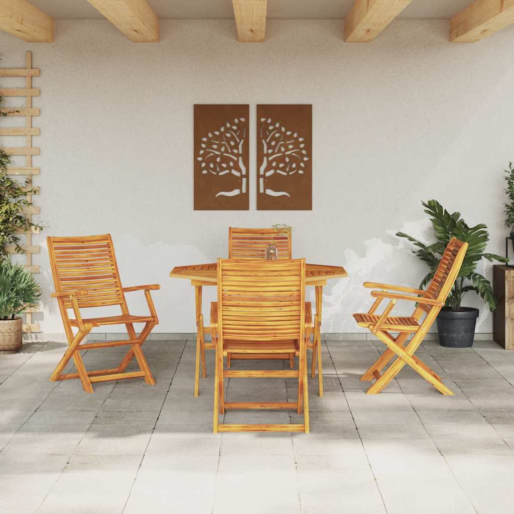 vidaXL Zestaw do jadalni w ogrodzie 5 pcs Brązowy Lite Drewno Akacji