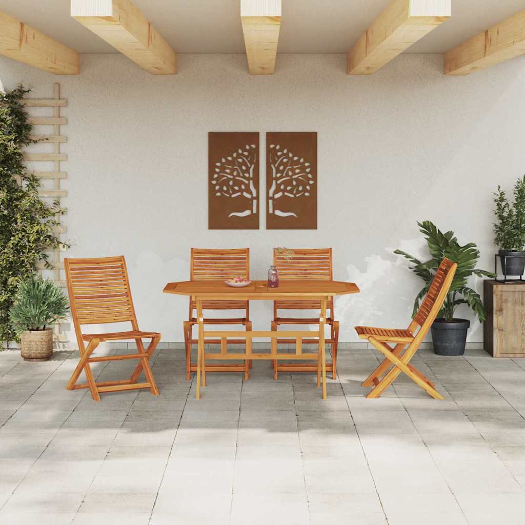 vidaXL Zestaw do jadalni w ogrodzie 5 pcs Brązowy Lite Drewno Akacji
