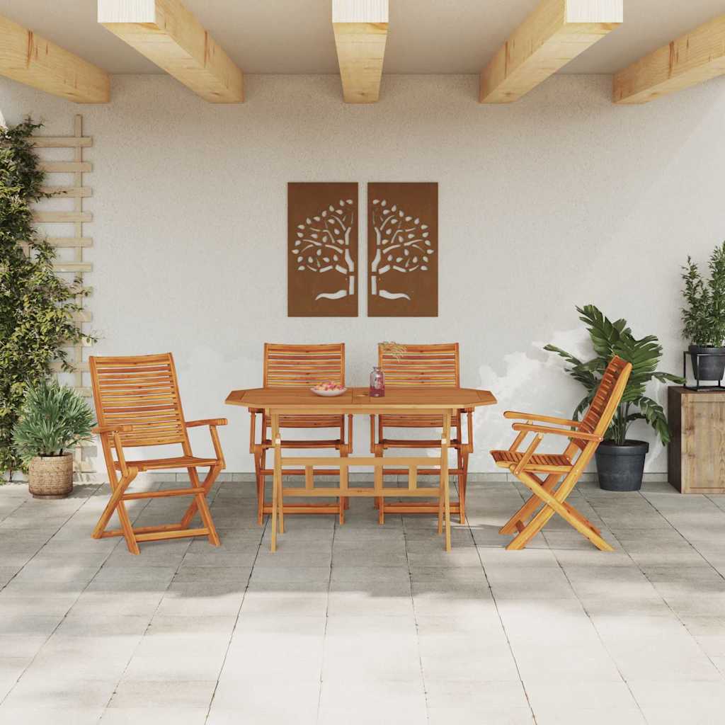 vidaXL Zestaw do jadalni w ogrodzie 5 pcs Brązowy Lite Drewno Akacji
