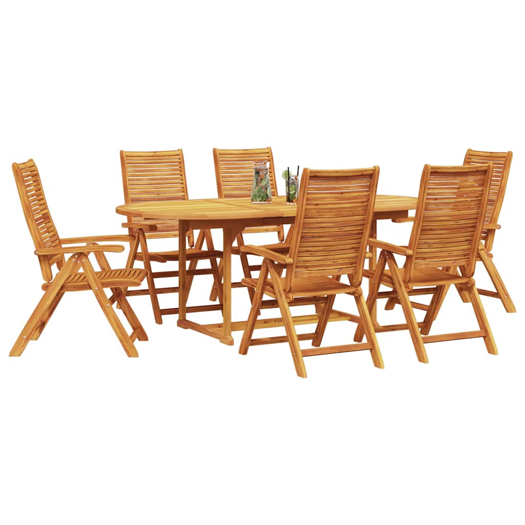 vidaXL Zestaw do jadalni w ogrodzie 7 pcs Brązowy Lite Drewno Akacji