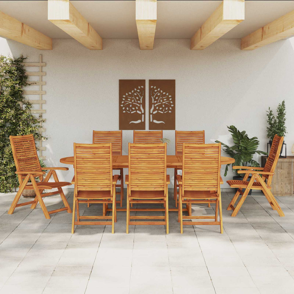 vidaXL Zestaw do jadalni w ogrodzie 9 pcs Brązowy Lite Drewno Akacji