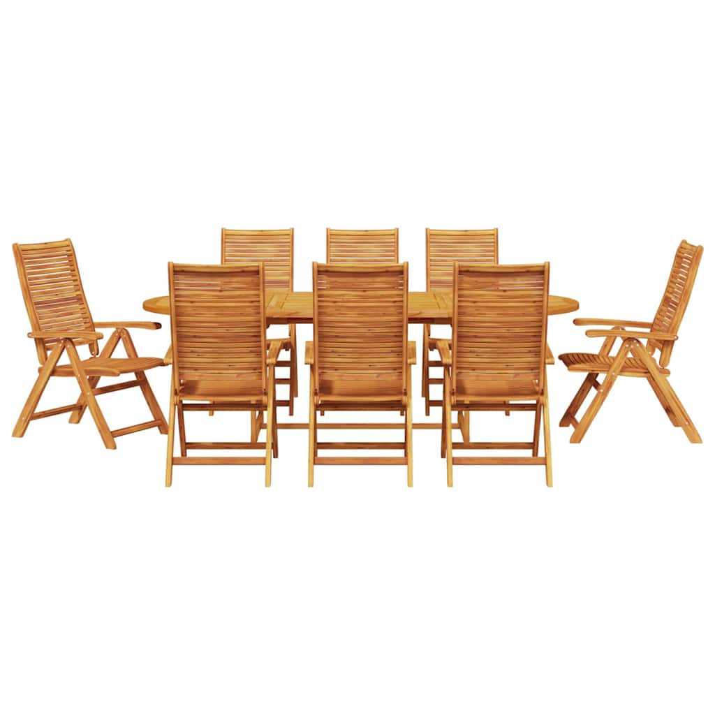 vidaXL Zestaw do jadalni w ogrodzie 9 pcs Brązowy Lite Drewno Akacji