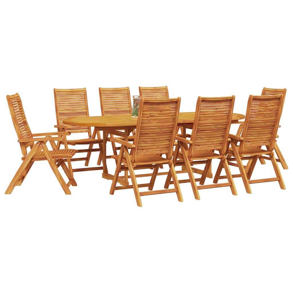 vidaXL Zestaw do jadalni w ogrodzie 9 pcs Brązowy Lite Drewno Akacji