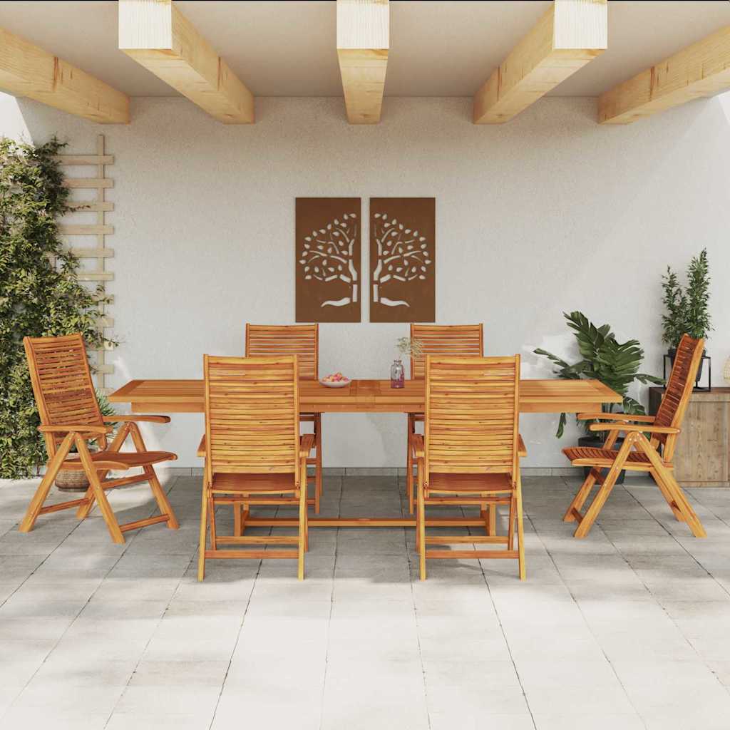 vidaXL Zestaw do jadalni w ogrodzie 7 pcs Brązowy Lite Drewno Akacji
