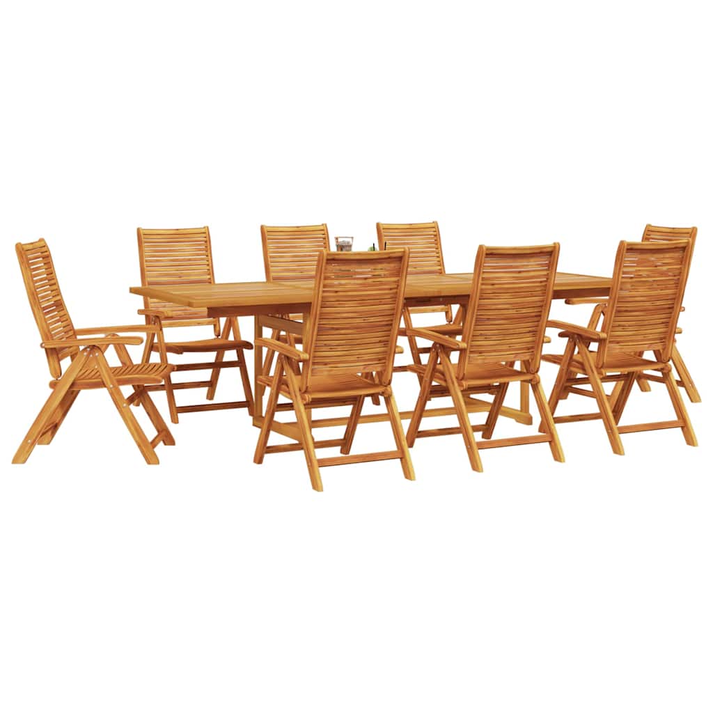 vidaXL Zestaw do jadalni w ogrodzie 9 pcs Brązowy Lite Drewno Akacji