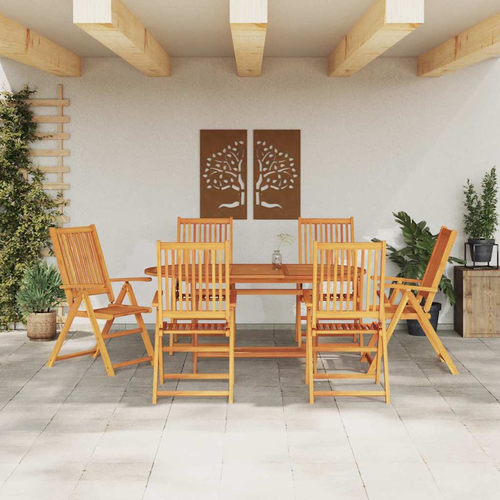 vidaXL Zestaw do jadalni w ogrodzie 7 pcs Brązowy Lite Drewno Akacji