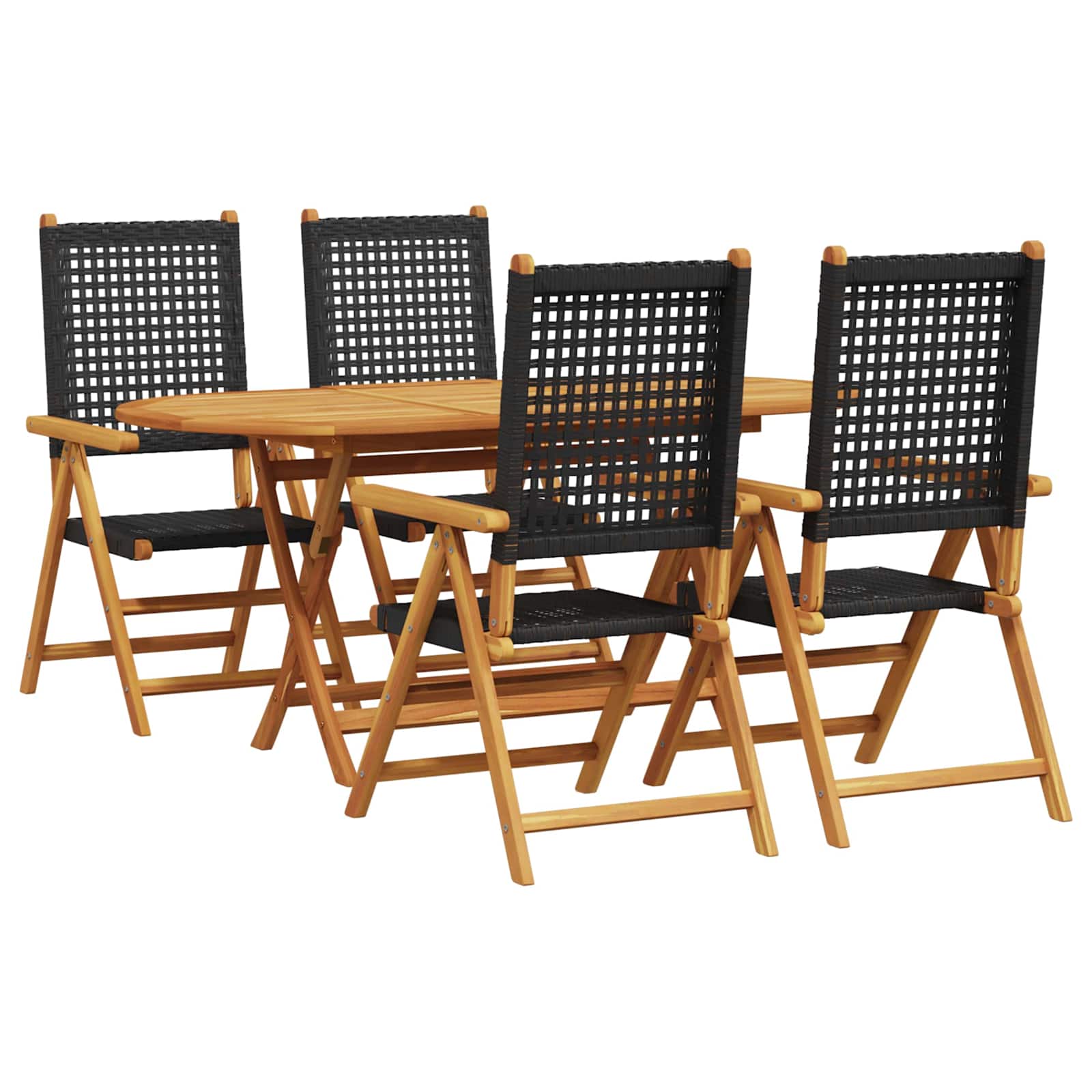 vidaXL Zestaw do jadalni w ogrodzie 5 pcs Czarny Lite Drewno Akacji