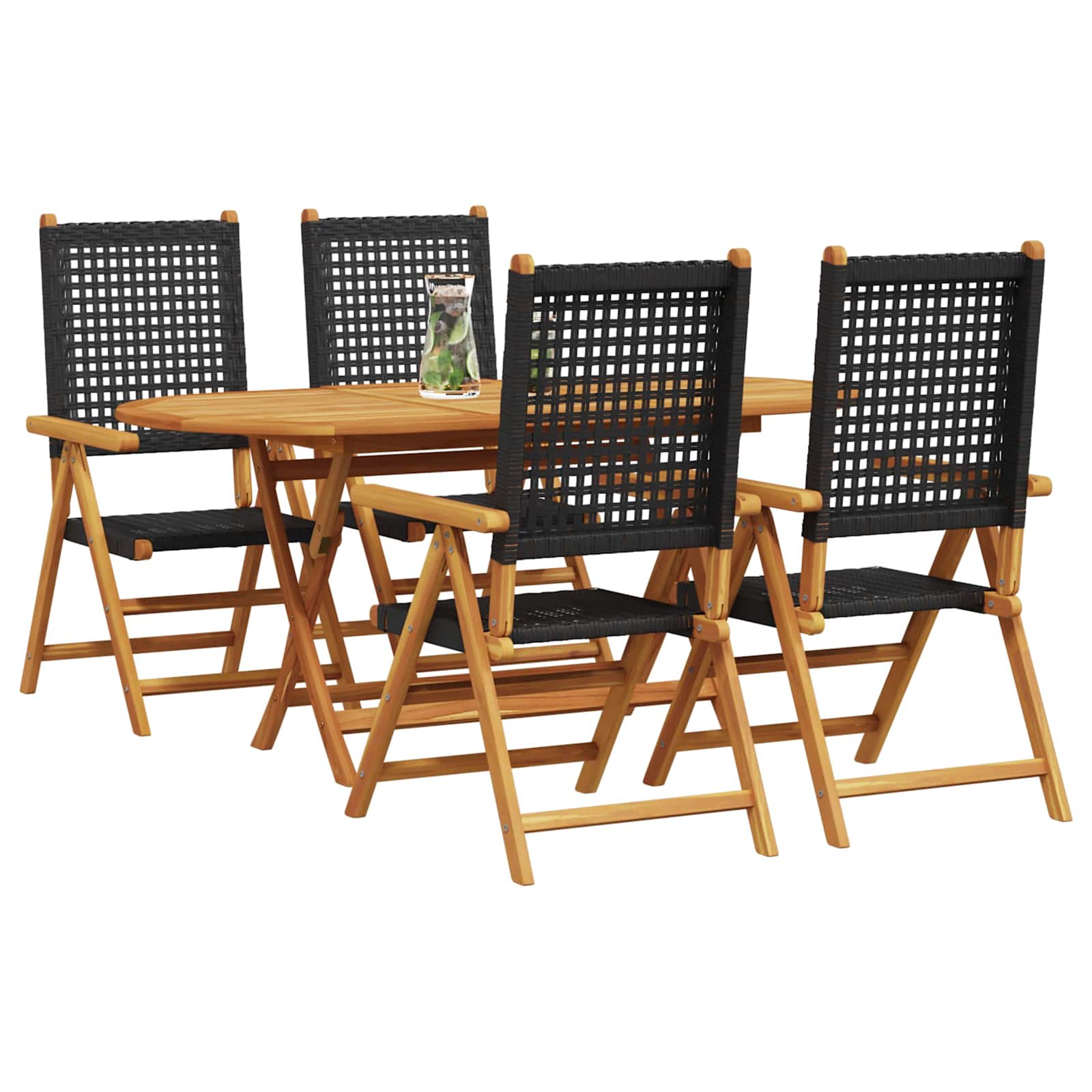 vidaXL Zestaw do jadalni w ogrodzie 5 pcs Czarny Lite Drewno Akacji
